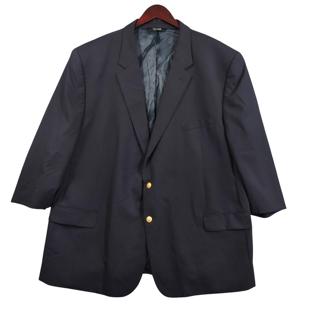 Jos. A. Bank Blazer Mens 58 Blue Wool Executive Navy Gold Button Lined